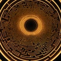 Majestic Golden Labyrinth Ceiling Drawing Eyes to Mysterious Central Void