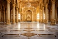 Majestic Golden Palace Interior With Opulent Columns And Lavish Decorations. Generative AI