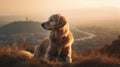 Majestic Golden Hour: A Golden Retriever's Serenity created using generative AI