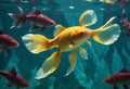 Majestic Goldfish Gliding in Teal Waters