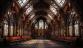 Majestic gothic architecture inside famous medieval cathedral generated by AI