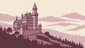 Majestic Gothic Castle at Twilight Vector, vector design Generative AI Royalty Free Stock Photo