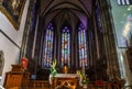 Majestic gothic cathedral interior.