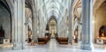 Majestic gothic cathedral interior.