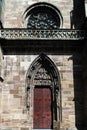 Majestic gothic cathedral in little city Niederhaslach