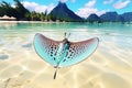 Majestic Graceful Spotted Eagle Ray Gliding Effortlessly Over a Sandy Ocean Floor in a Tropical Paradise Royalty Free Stock Photo