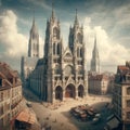 Majestic Grandeur: AI Generated Panorama of a European Cathedral