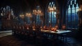 Majestic Grandeur: An Empty Dining Room in an Ancient Medieval Castle Royalty Free Stock Photo