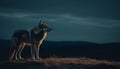 A majestic gray wolf howling at the moonlight in twilight generated by AI Royalty Free Stock Photo