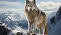 Majestic gray wolf howling in snowy arctic wilderness generated by AI Royalty Free Stock Photo