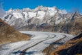 Majestic Great Aletsch Glacier in Swiss Alps. Valais, Switzerland