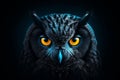 Majestic great gray owl symbolizing nature s freedom and mystery with neon eyes