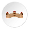 Majestic Great Wall of China icon circle Royalty Free Stock Photo