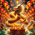 Majestic green dragon, symbolizing Chinese New Year of 2024