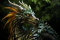 Majestic Green forest dragon. Generate Ai