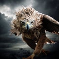 Majestic Hawk Soaring Through a Tempestuous Storm