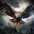 Majestic Hawk Soaring Through a Tempestuous Storm