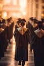 Majestic High School Graduation Procession: Caps, Gowns, and Dreams Unfolding in Unity AI generated