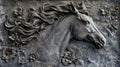 Majestic Horse Bas-Relief Sculpture in Bronze Tones
