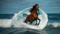 Majestic Horse Emerging from Ocean Waves Royalty Free Stock Photo