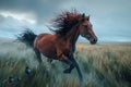 Majestic Horse Running Through a Field