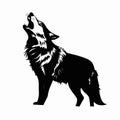 Majestic howling wolf vector illustration in striking black and white silhouette Royalty Free Stock Photo