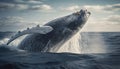 Majestic humpback breaches, splashing in the waves generated by AI