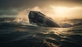 Majestic humpback crash in powerful waves generated by AI