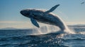 Majestic Humpback Whale Breaching the Ocean Surface on a Sunny Day Royalty Free Stock Photo