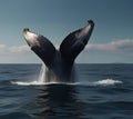 A majestic humpback whale breaching out ocean. generative ai Royalty Free Stock Photo