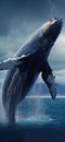 Majestic Humpback Whale Breaching The Surface Enhanced By Technology