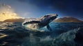 Majestic Humpback Whale Leaps From The Oceans Depths