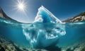 Majestic iceberg above and below waterline