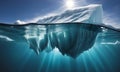 Majestic iceberg above and below waterline