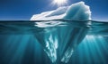 Majestic iceberg above and below waterline