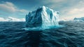 Majestic Iceberg in Dark Blue Ocean Under Partly Cloudy Sky Royalty Free Stock Photo