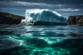 Majestic Iceberg Floating in the Arctic Ocean. AI generated