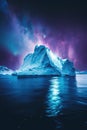 Majestic iceberg under a starry night sky