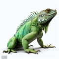 Majestic Iguana: A Stunning Portrait of a Tropical Reptile on White Background