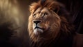 majestic and imposing lion with branch ,generative AI