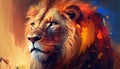 majestic and imposing lion painted style ,generative AI