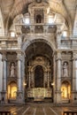 The majestic interior decorations of the Sao Lourenco church in Porto, Portugal Royalty Free Stock Photo