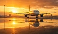 A Majestic Jetliner at Rest on the Vast Airport Tarmac