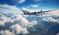 A Majestic Jetliner Soaring Through the Serene Blue Sky Royalty Free Stock Photo