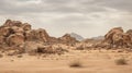 Majestic Joshua Desert Landscape With Dramatic Rock Formations