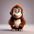 Majestic Jungle Friend: 3D Illustration of a Cute Orangutan