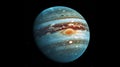 Majestic Jupiter In Space Image With Highly Detailed Figures In Light Blue And Amber Style