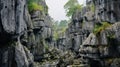 Majestic Karst Landscape: Detailed Atmospheric Portraits Of A Junglepunk Stone Formation