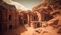 Majestic Khaznet ancient treasury of ruined Petra generated by AI Royalty Free Stock Photo