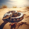 Majestic Kingsnake in the Desert (AI-Generated)